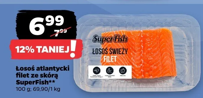 Łosoś atlantycki filet ze skórą promocja w Netto
