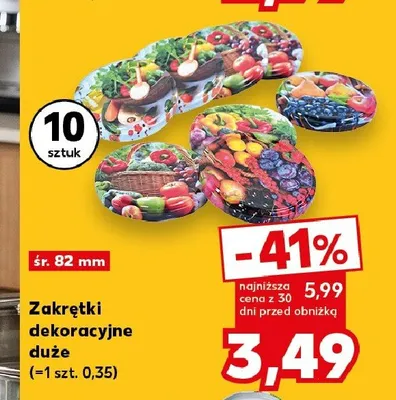 Zakrętki dekoracyjne duże śr. 82 mm 10-pak promocja w Kaufland