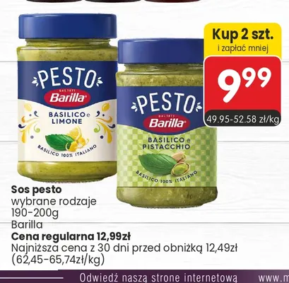 Sos pesto Basilico e Pistacchio Barilla promocja w Market Point