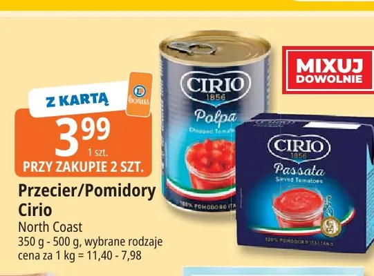 Pomidory krojone Cirio Polpa promocja w Leclerc