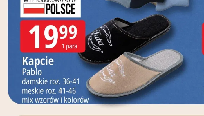 Kapcie damskie/męskie Pablo promocja w Leclerc