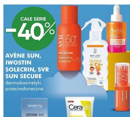 Dermokosmetyki przeciwsłoneczne Avène Sun Iwostin Solecrin SVR Sun Secure promocja w Super-Pharm