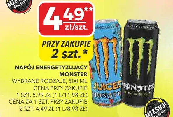 Napój energetyzujący wybrane rodzaje promocja w Top Market