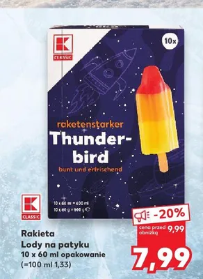 Lody na patyku Rakietka K-Classic promocja w Kaufland