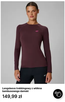 Longsleeve trekkingowy z włókna bambusowego damski 4F promocja w 4F