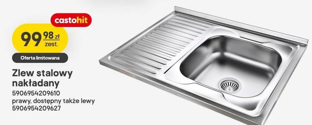 Zlew stalowy nakładany promocja w Castorama