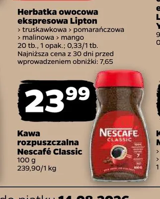 Kawa rozpuszczalna Nescafe Classic promocja w Netto