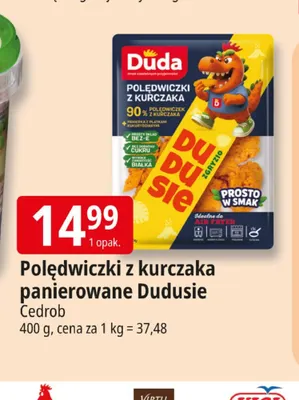 Polędwiczki z kurczaka panierowane Dudusie Cedrob promocja w Leclerc