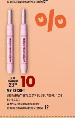 Brokatowy błyszczyk do ust My Secret Adore promocja w Drogerie Natura