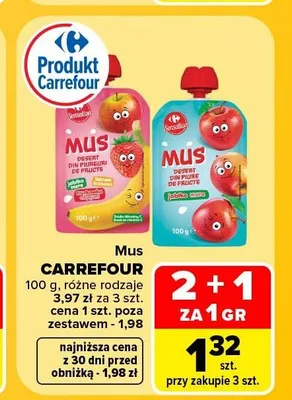 Mus jabłko morela Carrefour Sensation promocja w Carrefour Market