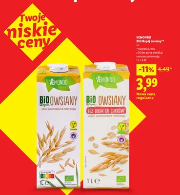 Napój owsiany Vemondo promocja w Lidl