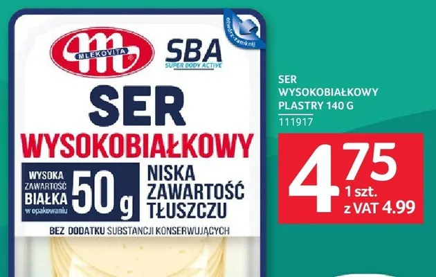 Ser Wysokobiałkowy Plastry Mlekovita SBA promocja w Selgros