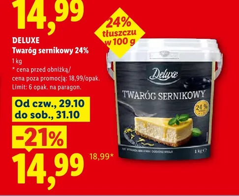 Twaróg sernikowy Deluxe 24% promocja w Lidl