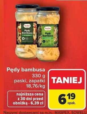 Pędy bambusa paski, zapałki Carrefour promocja w Carrefour