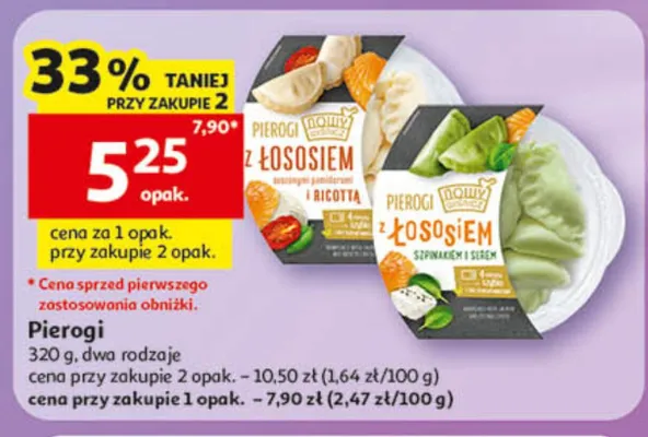 Pierogi z łososiem szpinakiem i serem promocja w Auchan