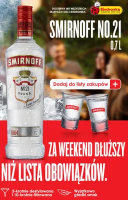 Wódka Smirnoff No. 21 37,5% promocja w Biedronka
