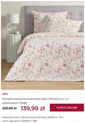 Komplet pościeli bawełnianej home&you Sabio 200x220 cm z 2 poszewkami 70x80 cm promocja w home&you