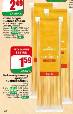 Makaron pszenny spaghetti Kuchnia Smaku promocja w Dino