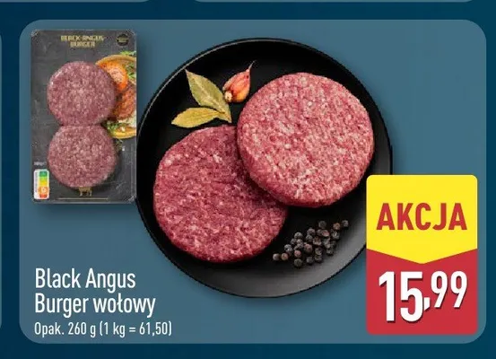 Burger wołowy Black Angus promocja w Aldi
