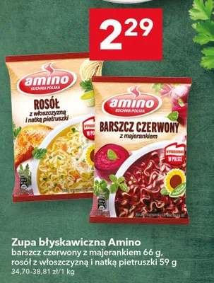Zupa błyskawiczna Amino rosół z włoszczyzną i natką pietruszki promocja w LEWIATAN