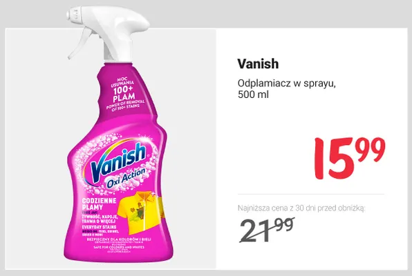 Odplamiacz w sprayu Vanish promocja w Rossmann