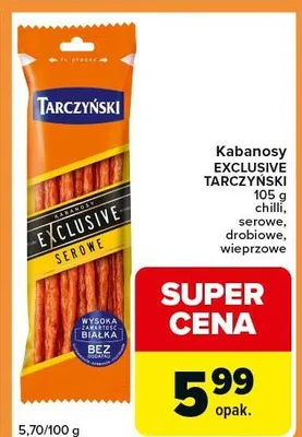 Kabanosy exclusive chili, serowe, drobiowe, wieprzowe promocja w Carrefour Express