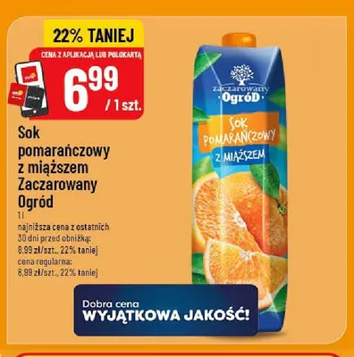 Sok pomarańczowy z miąższem Zaczarowany Ogród promocja w POLOmarket