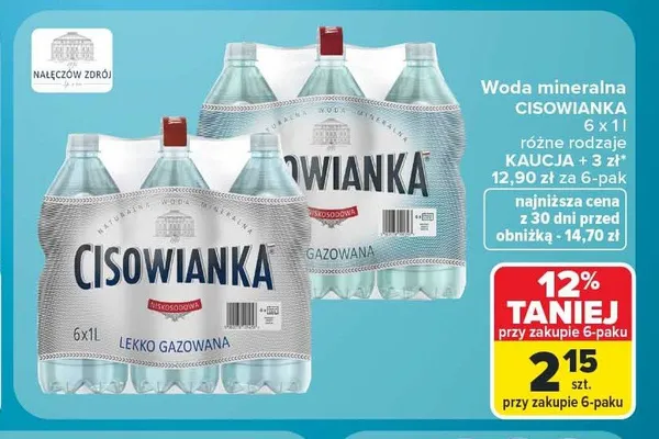 Woda mineralna Cisowianka 6-pak promocja w Carrefour