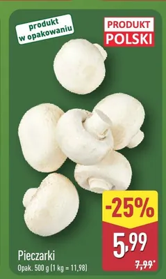 Pieczarki promocja w Aldi