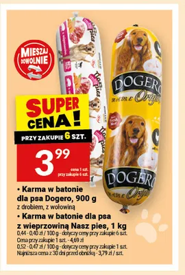 Karma w batonie dla psa Dogero z wołowiną promocja w Twój Market