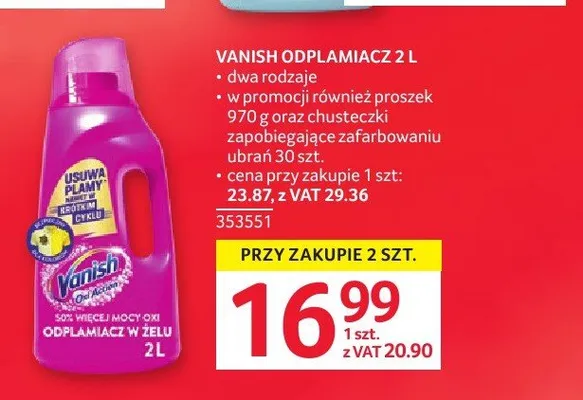Odplamiacz Vanish 2l promocja w Selgros