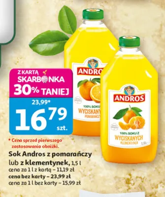 Sok z klementynek Andros promocja w Auchan