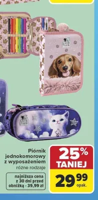 Piórnik jednokomorowy z wyposażeniem Cleo & Frank promocja w Carrefour