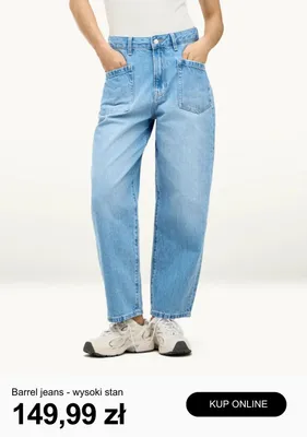 Spodnie jeansowe damskie Barrel jeans wysoki stan promocja w C&A