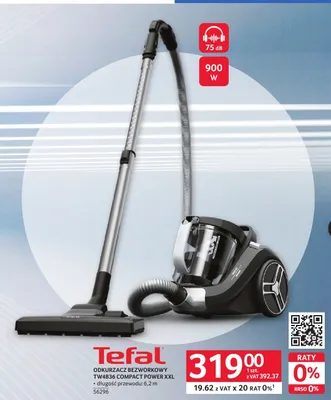 Odkurzacz bezworkowy Tefal TW4B36 COMPACT POWER XXL 900W promocja w Selgros