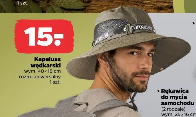 Kapelusz wędkarski 40x18 cm promocja w Netto