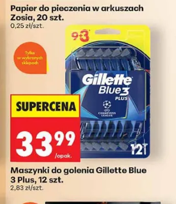 Maszynki do golenia Gillette Blue 3 Plus 12-pak promocja w Biedronka