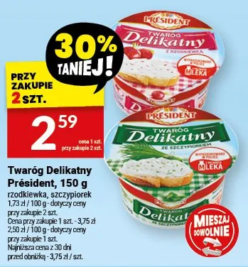 Twaróg Delikatny Président, 150 g promocja w Twój Market
