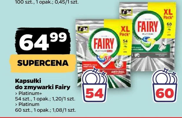 Kapsułki do zmywarki Fairy Platinum+ promocja w Netto
