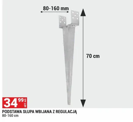 Podstawa słupa wbijana z regulacją 80-160cm promocja w Merkury Market