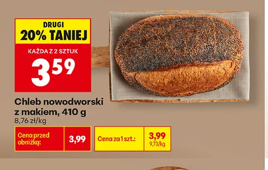 Chleb nowodworski z makiem promocja w Biedronka