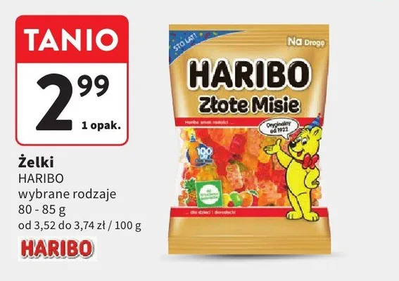 Żelki Haribo Złote Misie wybrane rodzaje promocja w Intermarche