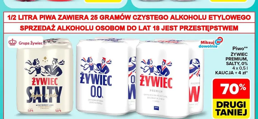 Piwo Żywiec Premium 4-pak promocja w Carrefour Market