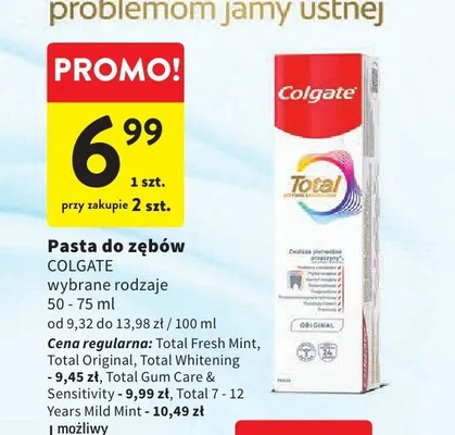 Pasta do zębów Colgate Total Whitening promocja w Intermarche