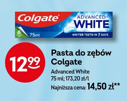 Pasta do zębów Colgate Advanced White promocja w Żabka