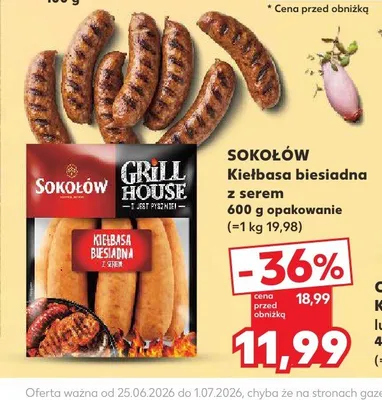 Kiełbasa biesiadna z serem Sokołów promocja w Kaufland