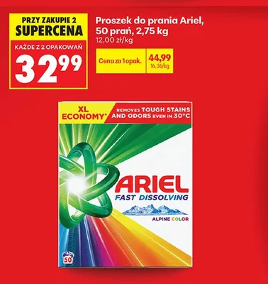 Proszek do prania Ariel Fast Dissolving Alpine Color promocja w Biedronka
