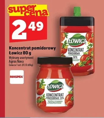 Koncentrat pomidorowy Łowicz 30% źródło potasu promocja w TOPAZ