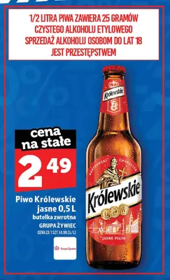 Piwo Królewskie jasne pełne butelka zwrotna promocja w TOPAZ