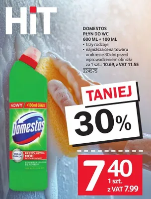 Płyn do WC Domestos 600 ml + 100 ml - trzy rodzaje - najniższa cena towaru w okresie 30 dni przed obniżką za 1 szt: 10.60, z VAT 11.55 promocja w Selgros
